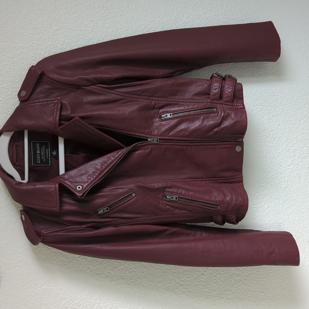 Lucky Brand Burgundy Leather Jacket